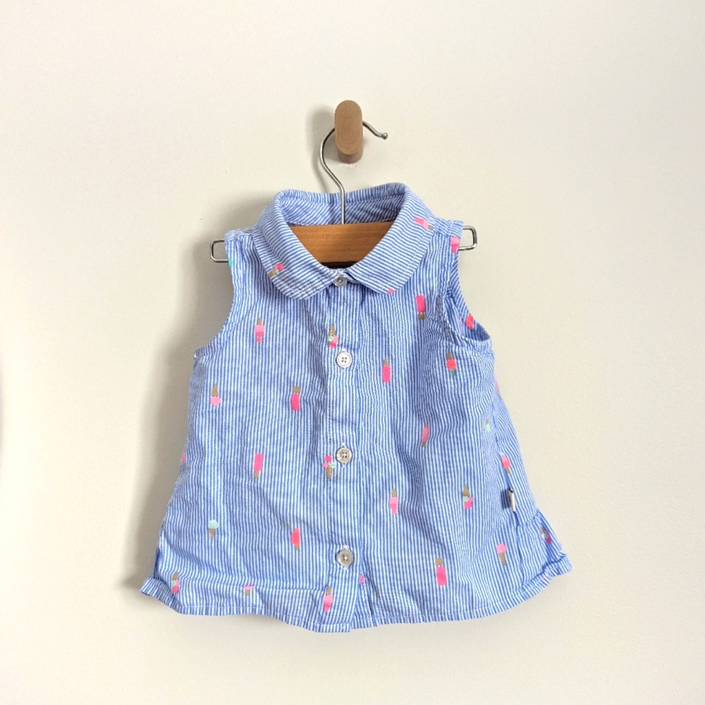 Kate Spade sleeveless ice cream print collared shirt, 12 months